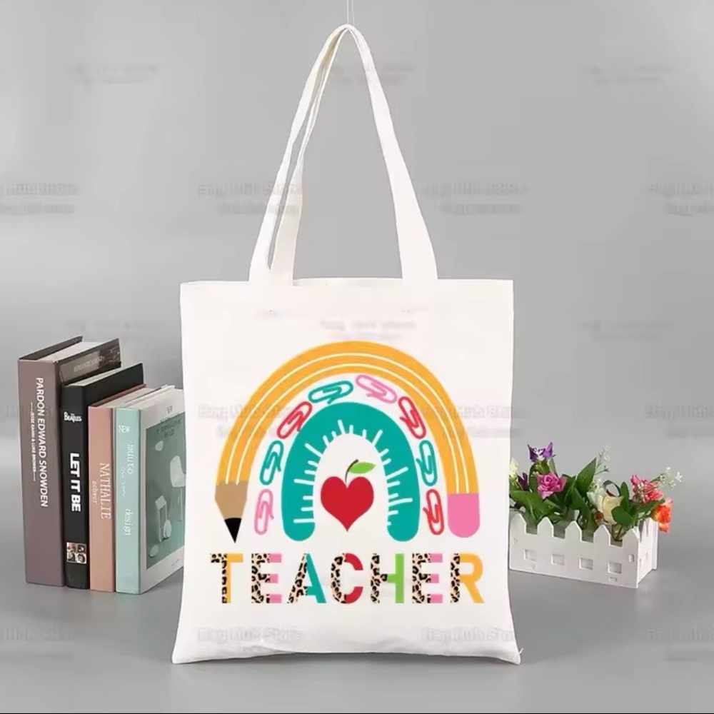 Teacher Fashion Canvas Handbag/Tote/Shoulder Bag/Reusable‎ Shopping Bag | NEW🍎
